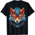 thumbnail image 1 of Fox Mandala Blue Eyes Animal Art Fox T-Shirt, 1 of 3