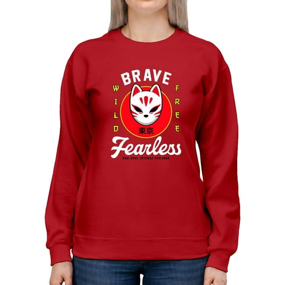 Fox Mask Brave Fearless Sweatshirt Women -Image by Shutterstock, Female x-Large