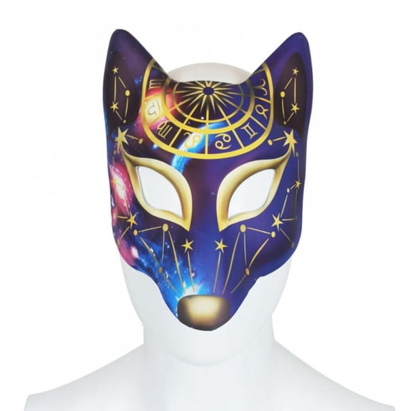 Fox Mask for Christmas Masquerade Party, Kabuki PU Masks for Costume