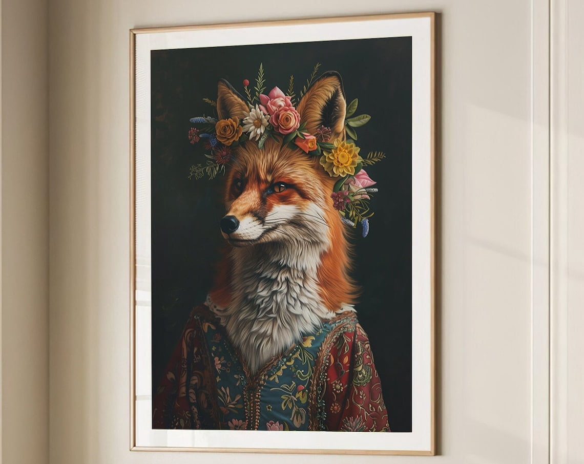 Fox Maximalist Wall Art Print, Funky Animal Decor - Walmart.com