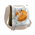 thumbnail image 1 of Fox Messenger Bag, Sleeping Fox Watercolors, Unisex Cross-body, by Ambesonne, 1 of 2