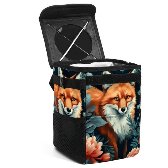 Fox Mini Trash Can Car Garbage Can Car Trash Can - Foldable with Lid, Leak-Proof, Hanging Storage Bag