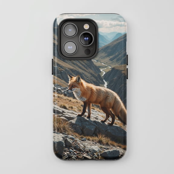 Fox Mountain Landscape For All iPhone Series Protective Phone Case Realistic Wildlife Multicolor