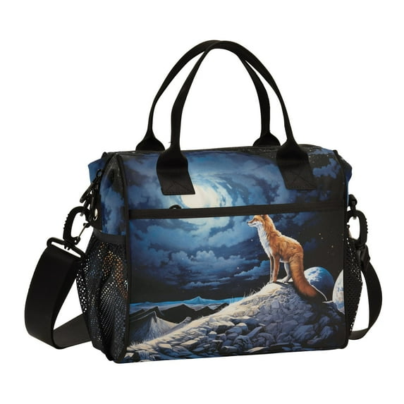 Fox Mountain and Moon Cooler Bag Lunch Bag Soft Cooler Cooling Tote Insulated Lunch Box for Adult Men Women