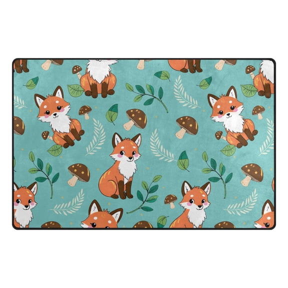 Fox Mushroom Pattern Memory Foam Area Rug 31"x20" Non Slip, Absorbent, Fade Proof for Living Room, Bedroom, Office