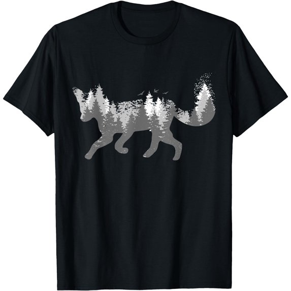 Fox Nature Outdoor Hiking Camping Hunting Gift Unisex T-Shirt for Men Women Kids,Black Color,Size L