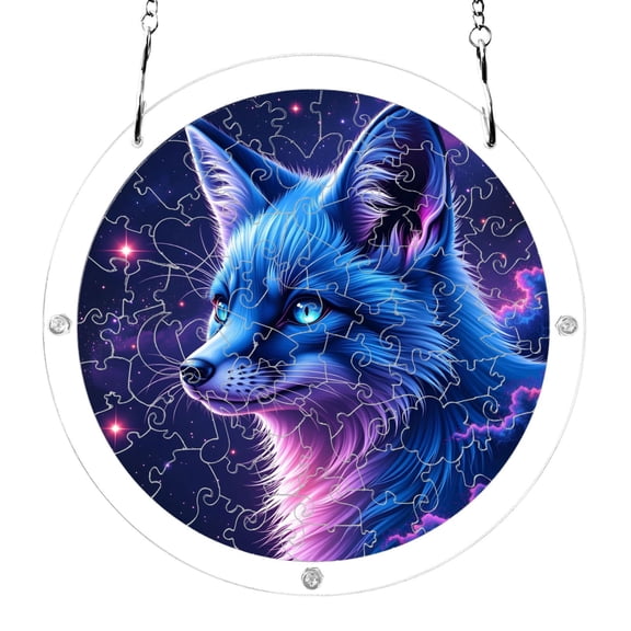 Fox Nebula Stars Acrylic Jigsaw Puzzles 83 Pieces Suncatcher for Window Hanging 7.5 Inch Holiday Home Decor