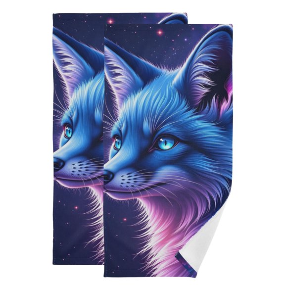 Fox Nebula Stars Hand Towel Absorbent Bath Towels for Bathroom Sports Gym 28" x 14" Set of 2