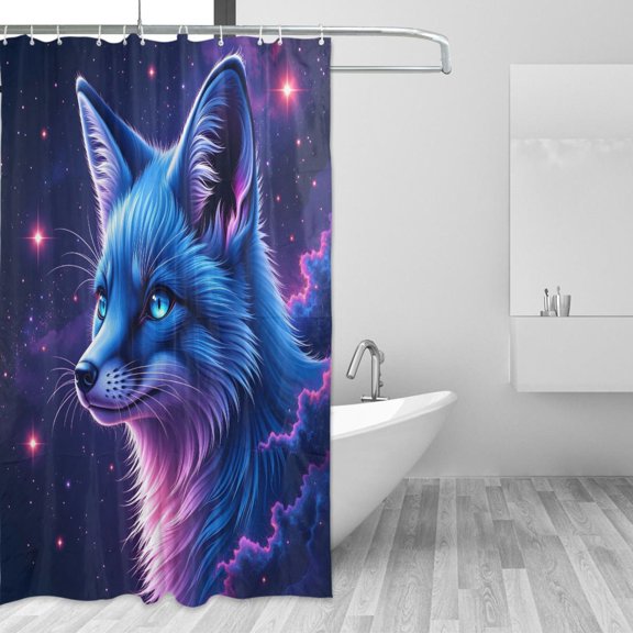 Fox Nebula Stars Shower Curtains with 12 Hooks Waterproof Bathroom Decor 66" x 72"