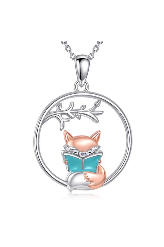 Fox Necklace 925 Sterling Silver Fox Pendant Necklace Animal Jewelry Gifts for Women