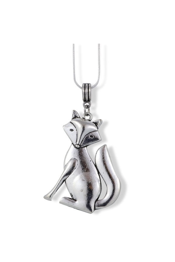 Fox Necklace | Pendant Jewelry Large 2.5 inch Charm Stainless Steel Snake Chain