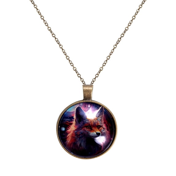 Fox Necklace Personalized Custom Photo Round Pendant Adjustable Stainless Steel Necklaces with Gift Box for Men Women Mothers Valentine's Jewelry Gift