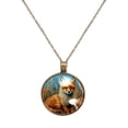 thumbnail image 1 of Fox Necklace Personalized Custom Photo Round Pendant Adjustable Stainless Steel Necklaces with Gift Box for Men Women Mothers Valentine's Jewelry Gift, 1 of 6