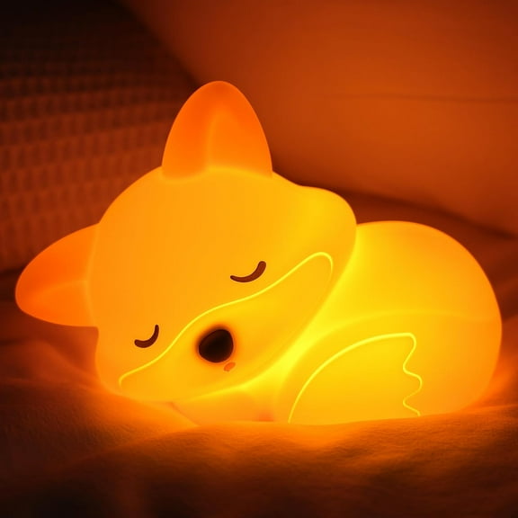 Fox Night Light, Squishy Fox Silicone Lamp Novelty Gifts, Recharable Dimmable Timer Bedside Touch Nightlight for Breastfeeding Toddler Baby Kids