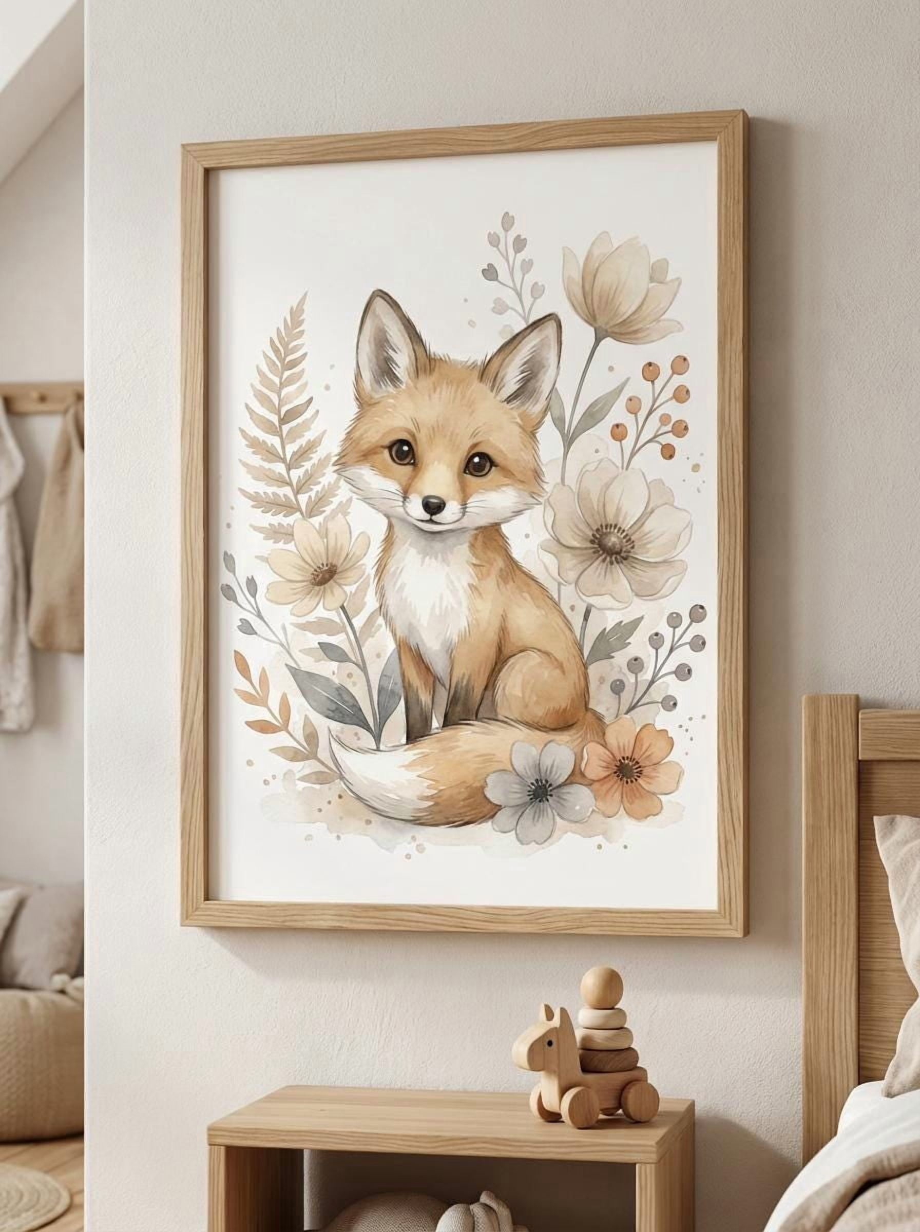 Fox Nursery Wall Art Woodland Baby Room Decor Boho Animal Poster Forest ...