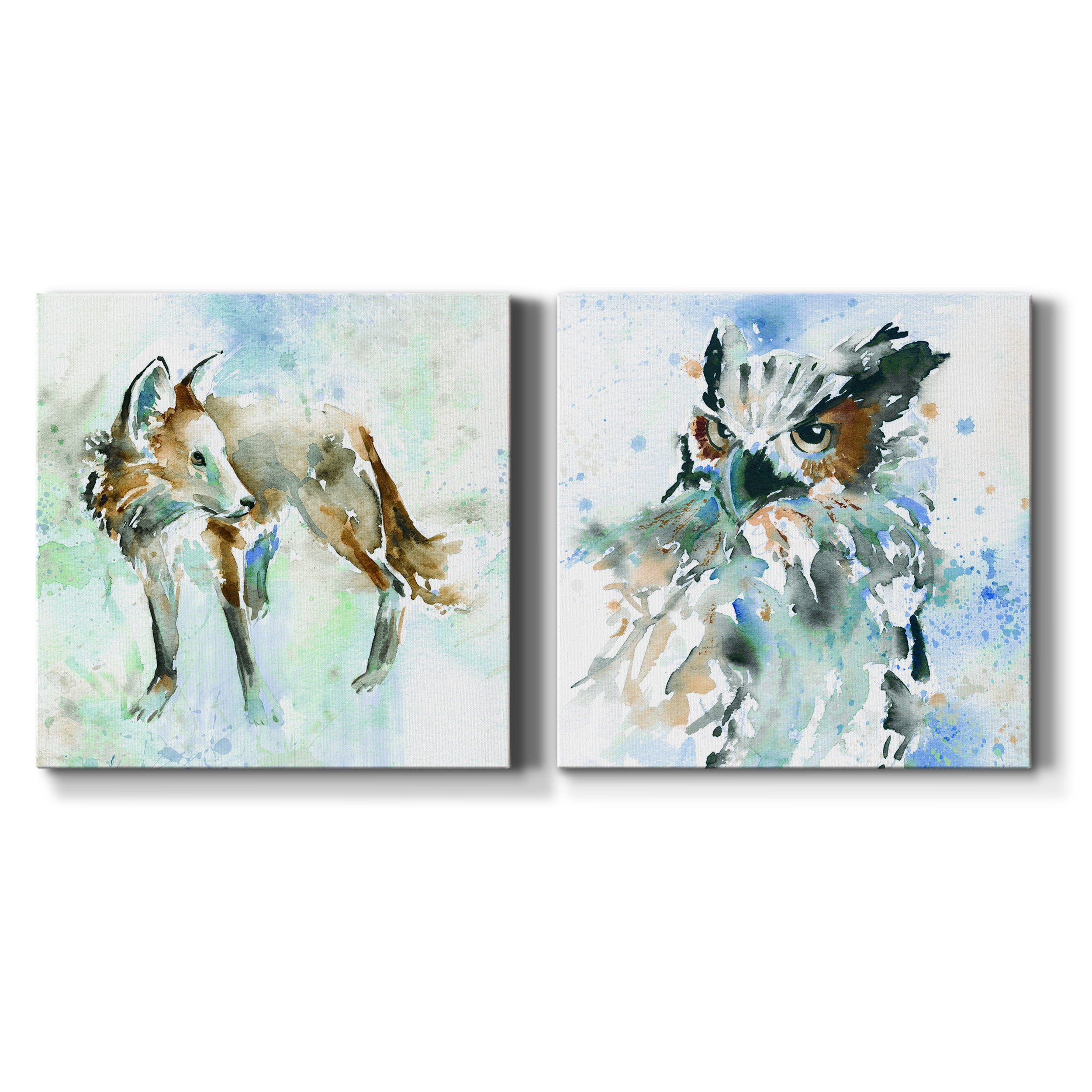 Fox On Blue - Premium Gallery Wrapped Canvas - Ready to Hang Set