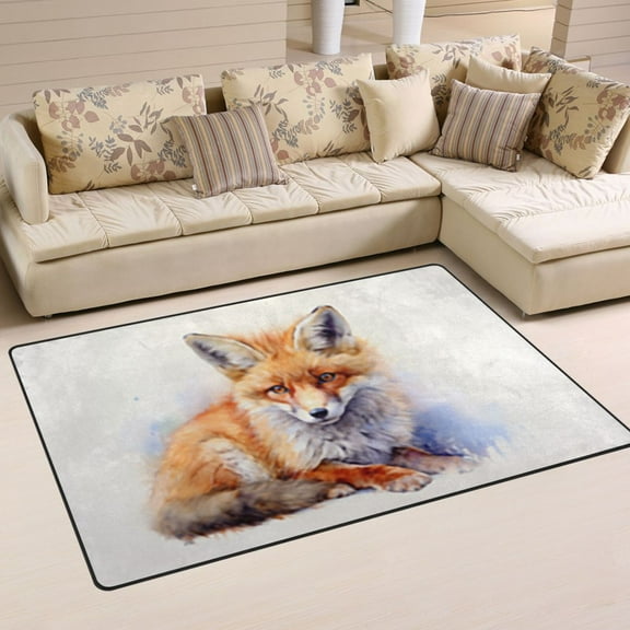 Fox Orange Area Rug Washable Floor Carpet Mat 60 x 39 inch for Bedroom Living Room Kids Room Home Decor