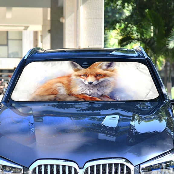 Fox Orange Automotive Front Car Windshield Sun Shade Reflector Foldable for Front Fit for Cars Truck SUVs