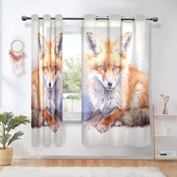 Fox Orange Blackout Curtains Thermal Insulation 63 inch Grommet for Bedroom Living Room Bathroom Kitchen Windows 2 Pack
