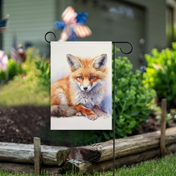 Fox Orange Garden Flag Double Sided Outdoor Banners for Courtyard Outdoor Lawn Farmhouse Holiday Decorations