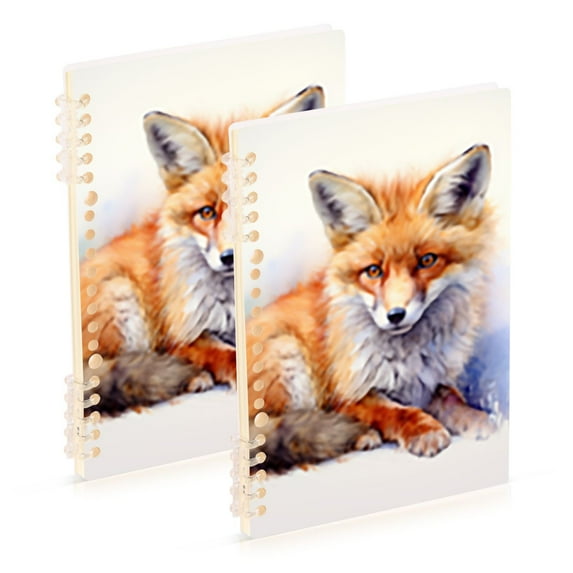 Fox Orange Ring Binder Notebook Journey Note Diary College Ruled Spiral Notebook Study Loose Leaf Paper A5 60 Pages