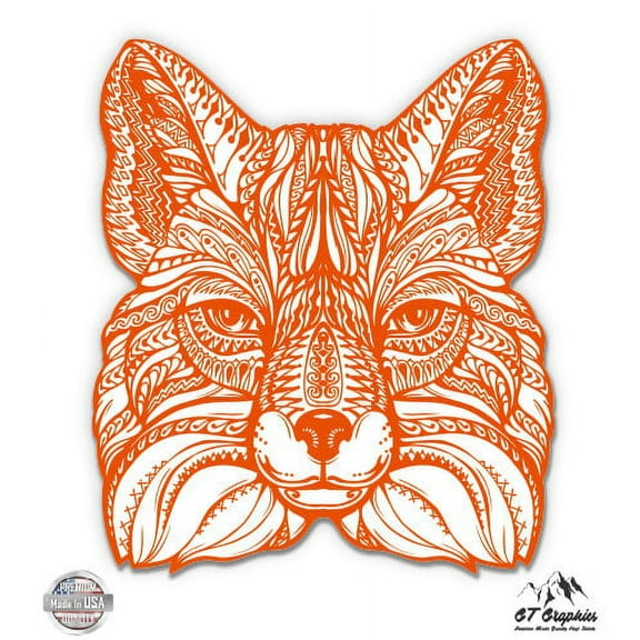 Fox Orange Tangle Style - 3" Vinyl Sticker - For Car Laptop I-Pad Phone Helmet Hard Hat - Waterproof Decal