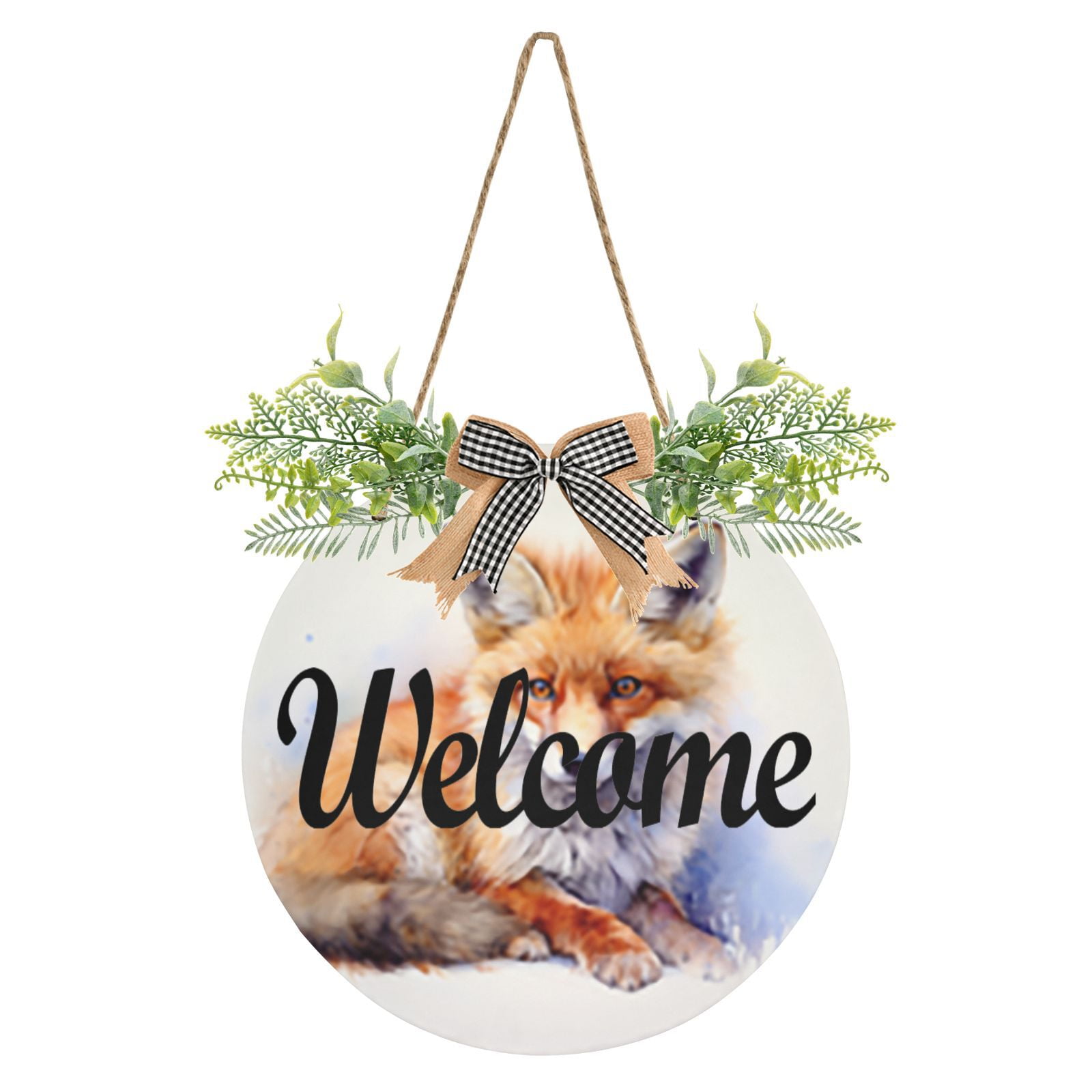 Fox Orange Welcome Sign for Front Door Wreath Door Sign for Farmhouse ...