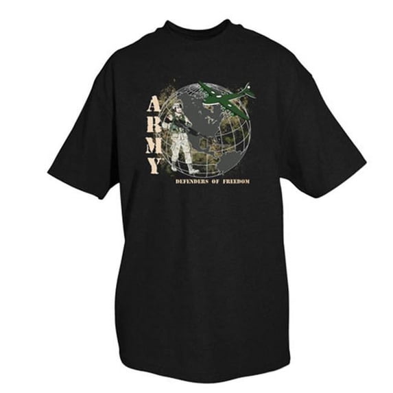 Fox Outdoor 63-403 M Mens Army Defenders Of Freedom Imprint T-Shirt - Black, Medium