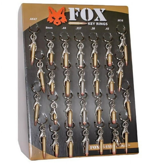 Fox Outdoor BULLET-CD Deluxe Bullet Key Rings - 28 Pieces Display Card