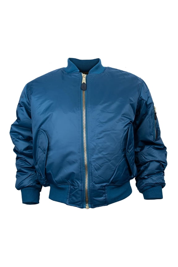 Products MA-1 Flight Jacket - Retro Bomber Style with Water-Resistant Nylon Shell and Reversible Orange Liner - Navy - XS