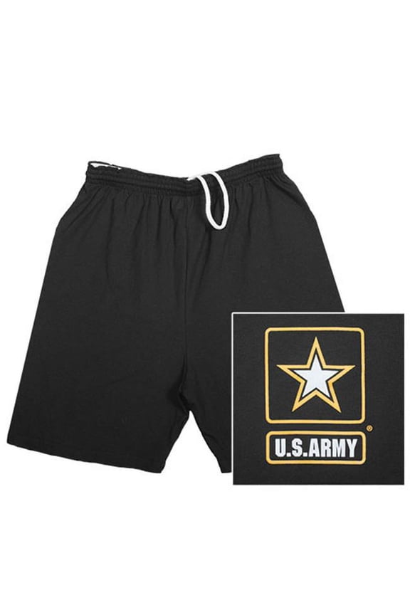 Mens Army Star Running Shorts- Black - Extra Large
