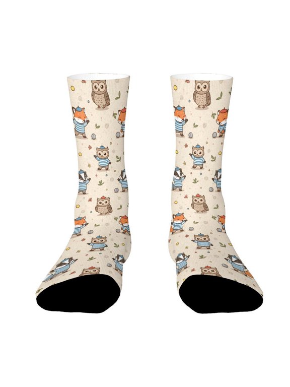 Fox Owl Ball Funny Novelty Crew Socks for Women Men Sports