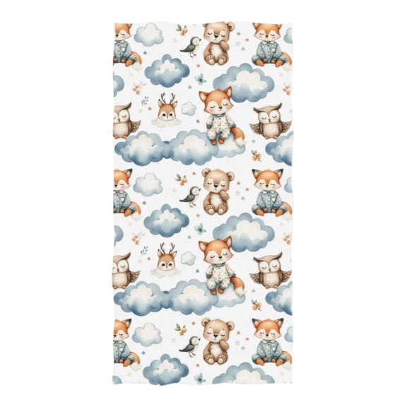 Fox Owl Bird Cloud Beach Towel Oversized 74"x37" Pool Towels Soft Absorbent Extra Large Quick Drying for Bathroom