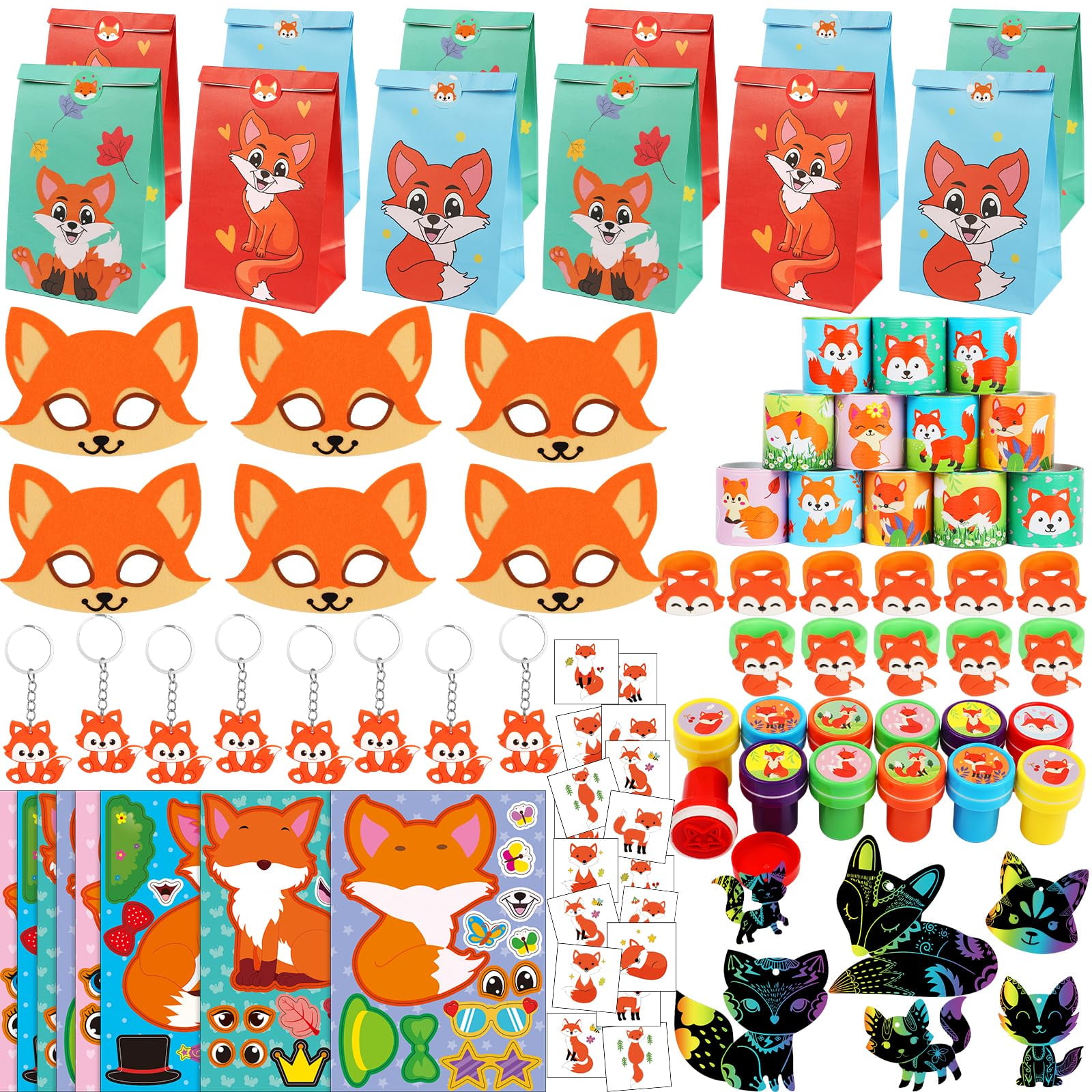 Fox Party Favors, 132PCS Fox Themed BSL1 Birthday Party Fox Gifts ...