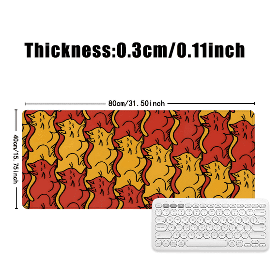 Fox Pattern Mouse Pad 31.5 x 11.82 inches Rubber Desk Mat for Office Home Gaming Use