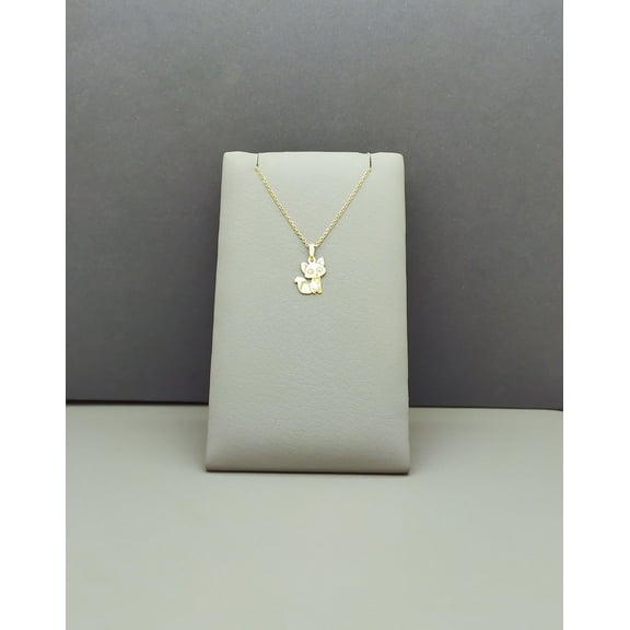 Fox Pendant in 9K Solid Gold, White Gold, Engraved Cute Fox Charm, Small Wild Animal Necklace For Her, Thin Cable Chain Jewelry