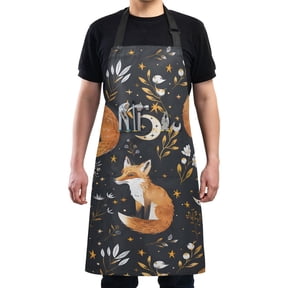 Fox Plants Stars Moons Kitchen Apron with 2 Pockets Adjustable waterproof Cooking Aprons for Women Men Chef