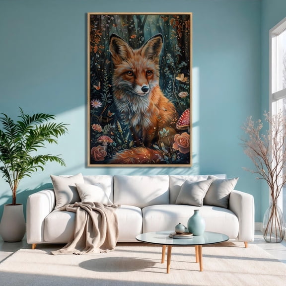 Fox Poster Woodland Animal, Fantasy Nursery Decor, 8x12 UNFRAMED