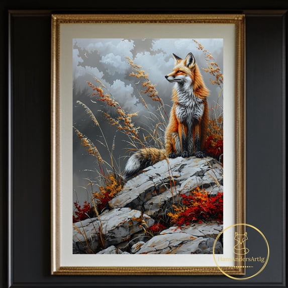 Fox Poster Woodland Wall Art Autumn Forest Print Rustic Nature Decor ...