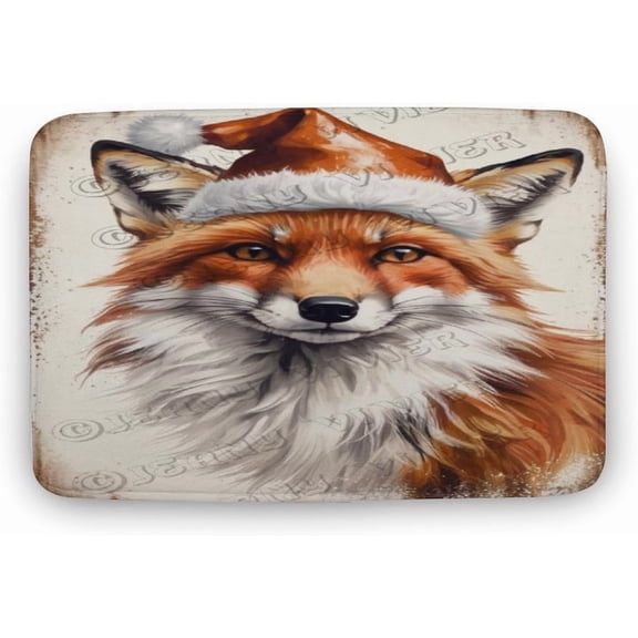Fox Print Bath Rug, Coral Velvet, 16"x24",Ultra Soft and Non-Slip Bathroom Rugs, Water Absorbent and Machine Washable