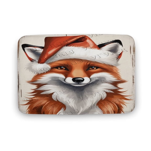 Fox Print Bath Rug, Coral Velvet, 16"x24", Ultra Soft and Non-Slip Bathroom Rugs for Bathroom, Shower, and Tub