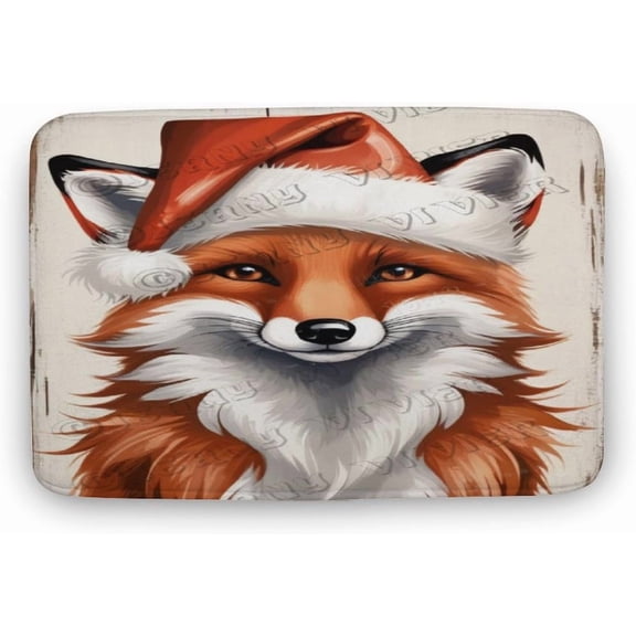 Fox Print Bath Rug, Coral Velvet, 16"x24", Ultra Soft and Non-Slip Bathroom Rugs for Bathroom, Shower, and Tub