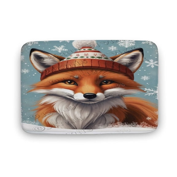 Fox Print Bath Rug, Coral Velvet, 20"x32",Comfortable, Soft, Water Absorption, Machine Wash, Non-Slip, Easier to Dry for Bathroom Floor Rugs