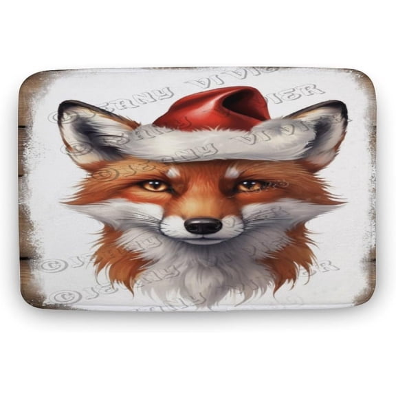 Fox Print Bath Rug, Coral Velvet, 20"x32",Machine Washable Bath Mats for Bathroom Floor, Tub and Shower, Home Decor Accessories