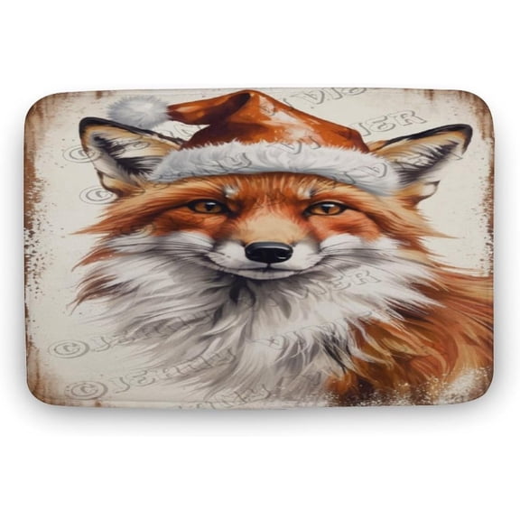 Fox Print Bath Rug, Coral Velvet, 20"x32",Ultra Soft and Non-Slip Bathroom Rugs, Water Absorbent and Machine Washable