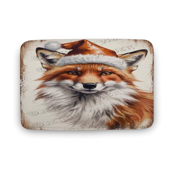 Fox Print Bath Rug, Coral Velvet, 20"x32",Ultra Soft and Non-Slip Bathroom Rugs, Water Absorbent and Machine Washable