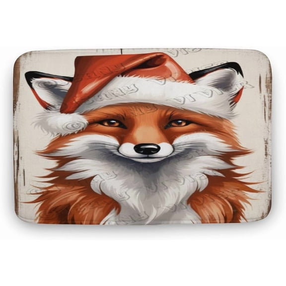 Fox Print Bath Rug, Coral Velvet, 20"x32", Ultra Soft and Non-Slip Bathroom Rugs for Bathroom, Shower, and Tub