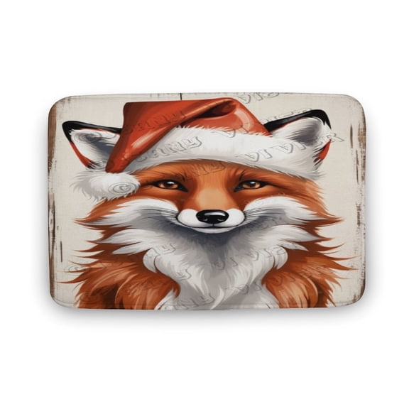 Fox Print Bath Rug, Coral Velvet, 20"x32", Ultra Soft and Non-Slip Bathroom Rugs for Bathroom, Shower, and Tub