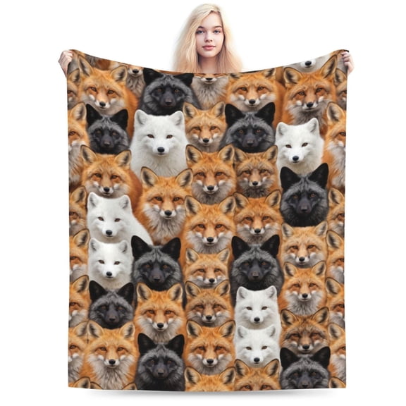 Fox Print Blanket,Fox Throw Blankets, Flannel for All Seasons, Super Soft and Cozy, Throw Blankets for All Seasons 50x40