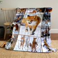 thumbnail image 1 of Fox Print Flannel Fleece Throw Blanket, Reversible, All-Season, Cartoon Contemporary Style, Digital Print, Polyester Cover, Home Office Nap Blanket, 1 of 6